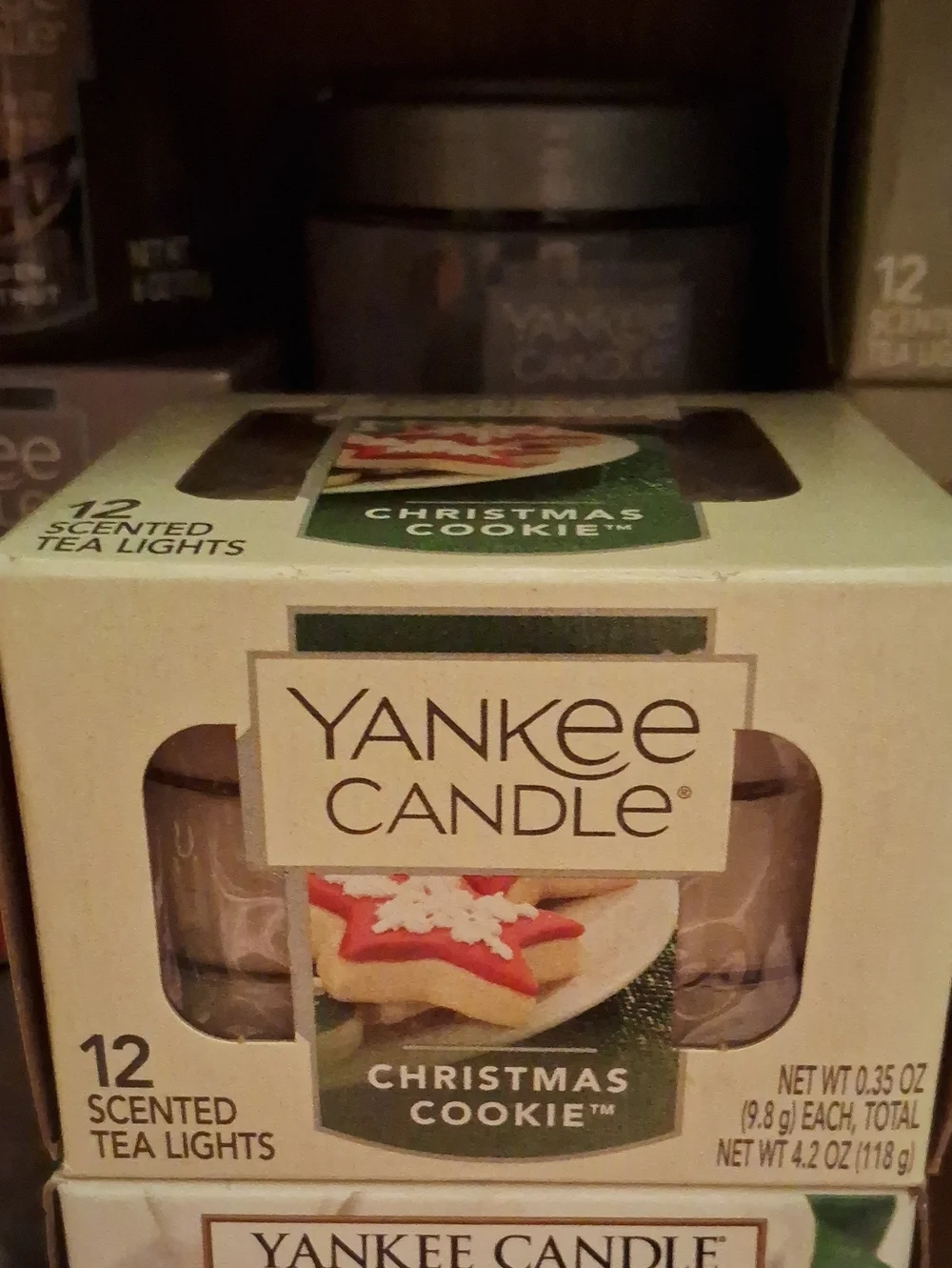 Yankee Candle Green and White Christmas Cookie Scented Tea Lights